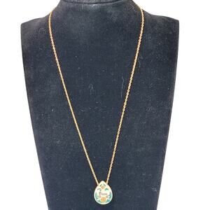 Dainty Name ID Necklace Diane Floral Carved Hand Painted 16" Minimalist Vtg